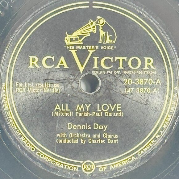 Dennis Day - All My Love / Goodnight Irene - 20-3870 RCA Victor 78 RPM Shellac - Picture 2 of 4